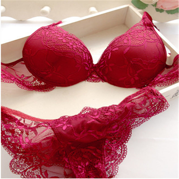 Sexy 3/4 Cup Lace Bra Set Women Push Up Bra Set Sexy Lace Briefs Lingerie Underwear Set