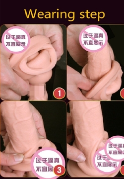 Belove Reusable Penis Sleeve Extender Realistic Penis Condom Silicone Extension Sex Toy For Men Cock Enlarger Condom Sheath Delay