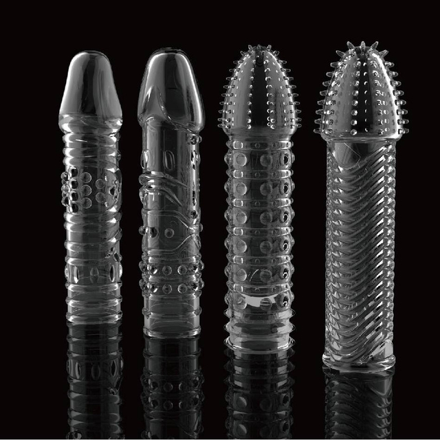 Belove 4pcs/set Reusable Condom Newest Crystal Cock Rings Adult Sex Products Sex Toys Penis Sleeves Penis Extension Enlargement For Men