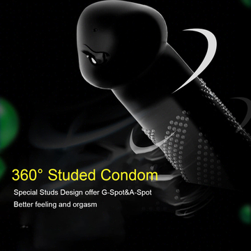 10PCS Condom 2 Balls Beilile Penis Extender Condom With Balls Penis Enlargement Spike Condoms Reusable Enlarge Ball Penis Sleeves Sex Product For Men