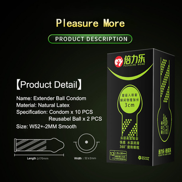 10PCS Condom 2 Balls Beilile Penis Extender Condom With Balls Penis Enlargement Spike Condoms Reusable Enlarge Ball Penis Sleeves Sex Product For Men