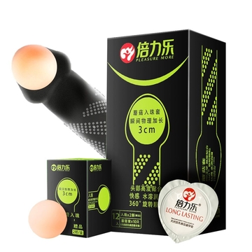 10PCS Condom 2 Balls Beilile Penis Extender Condom With Balls Penis Enlargement Spike Condoms Reusable Enlarge Ball Penis Sleeves Sex Product For Men